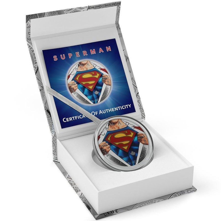 Canada SUPERMAN SHIELD Canadian Maple Leaf $5 Silver Coin 2016 High relief of S-logo 1 oz